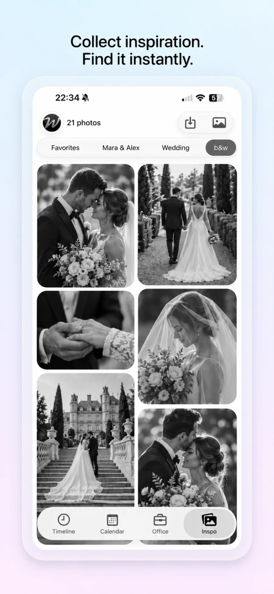 Galeria Inspo Wedz Studio cu fotografii organizate pe categorii